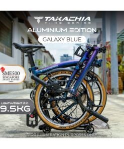 TAKACHIA Tiime Series Aluminum 20 Inch Lightweight Compact Trifold Folding Bike - Foldable Bicycle For Men & Ladies & Kids (Galaxy Blue)