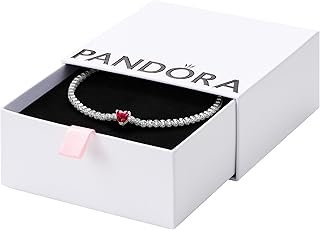 Timeless Sterling Silver Heart Tennis Bracelet with Red Crystal and Clear Cubic Zirconia