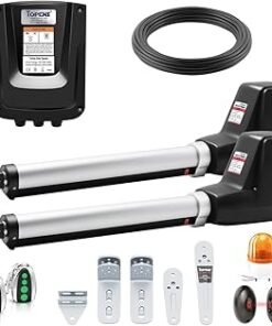 TOPENS AT602 Dual Swing Gate Opener Medium Duty Automatic Gate Motor for Double Swing Gates Up to 5.5m per Arm, Electric Driveway Gate Operator AC Powered with Remote Control, Beacon and Photo Sensor