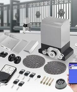 3300Lbs Automatic Sliding Gate Opener APP Control Complete Kit, Driveway Slide Gate Operator Motor with Keypad / 6 Remotes / 20ft Chain/Keys/Sensor