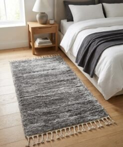 Noon East Carpet Shaggy Rugs with Soft Texture, Color - Dark Grey, Size - 80x150 cm - 2.6x4.9 ft, Design - Nimbus Plush , Ideal  for Bedside runners, In front of TV units, Entry Hallway