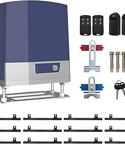 Automatic Sliding Gate Opener 2700lb with 550W Rack Drive Electric Gate Motor for Heavy Driveway Slide Gates with 2 Remote Controls, Infrared Sensor & Nylon Gear Rack