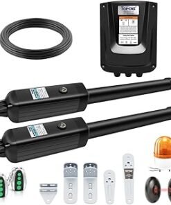 TOPENS KD702 Dual Swing Gate Opener Light Duty Automatic Gate Motor for Double Swing Gates Up to 3.6m per Arm, Electric Driveway Gate Operator AC Powered with Remote Control, Beacon and Photo Sensor