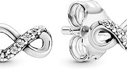 Moments Women's Sterling Silver Sparkling Infinity Stud Earrings
