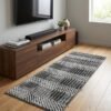 Noon East Carpet Rug Woven with Soft Texture |Neo Matrix Design  - Grey  | Size - 80x150 cm - 2.6x5 ft |For Bedside runners, In front of TV units, Entry Hallway
