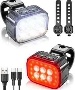 Victoper Bike Light, High Lumens Super Bright Bicycle Light, 6+4 Modes USB Rechargeable Bike Headlight & Tail Light Set, Waterproof Safety Bike Front & Rear Light for Road, Mountain, Night Riding