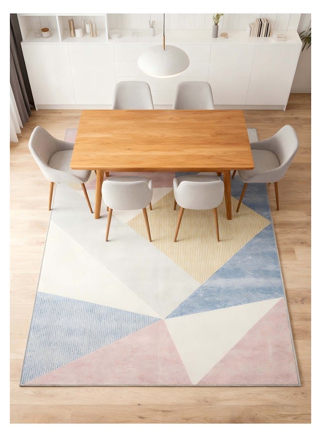 Noon East Carpet Rug Anti-Slip- Size- 244 x 305 cm - 8x10 ft | Geometric Boho Design | Color- Dusty Pink Multi| Ideal as Carpets for Living room, Bedroom & Office