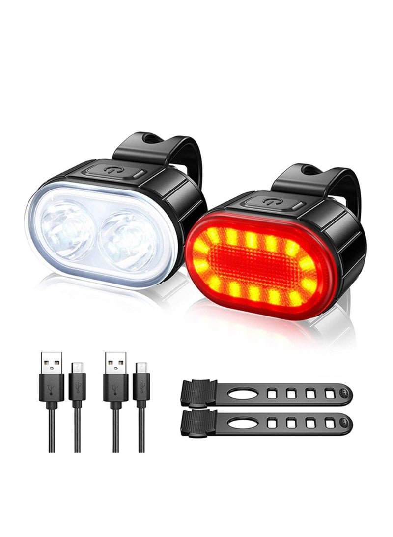 Cycling Bicycle Front Rear Light Set Bike USB Charge Headlight Light MTB Waterproof Taillight LED Lantern Bicycle Accessories