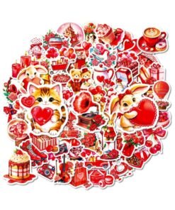 56 Pcs Valentines Day Stickers Vintage Valentine Love Sticker Retro Romantic Vinyl Decal Water Bottle Laptop Scrapbook Journal Cards Phone Skateboard Guitar Gifts for Teens Women Girlfriend