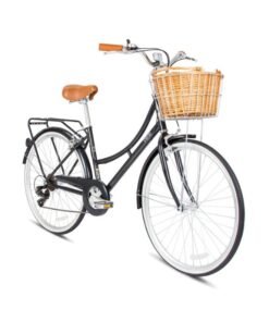 Spartan Platinum Women’s 24” City Bicycle | Stylish Vintage Retro Design, Lightweight Frame, Shimano 1x7 Speed Gear System, 24-Inch Wheels, Dual Rim Brakes, Basket & Rear Carrier | Urban Bicycle | Space Black | SP-3122-XS