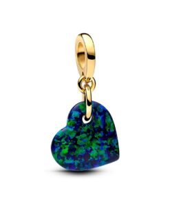 PANDORA Opalescent Green Heart Dangle Charm