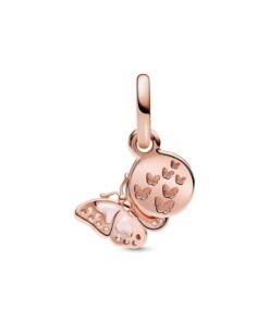 PANDORA Pink Butterfly & Quote Double Dangle Charm