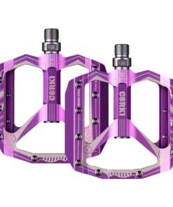Corki Cycles Mountain Bike Pedals Replacement Adult Bicycle Aluminum Alloy Flat Platform 9/16 Sealed Bearing for Road BMX Fixie MTB Extra Wide Aggressive Grip Non Slip CNC Anodized Purple 1 Pair