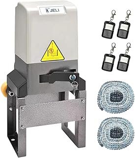 JIELI 1800lb Heavy Duty Automatic Sliding Gate Opener with Four Remote Controls,Chain Drive Motor for Driveway Rolling Gate up to 40 Feet,Sliding Gate Opener Hardware Security System Kit