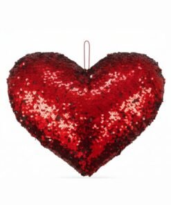 Feelings Reversible Sequin Heart Pillow 40cm - Glitter Magic Cushion for Valentine’s Day Gift & Room Decor