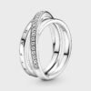 PANDORA Crossover Pavé Triple Band Ring