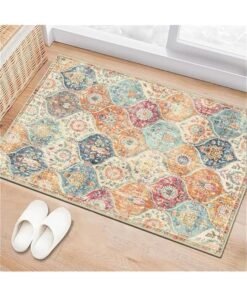 TRASSLE Trellis Area Rug, Entrance Doormat,Non-Slip Washable Indoor Door Mat, Small Oriental Accent Throw Rug for Bedroom Kitchen Entryway Bathroom(50 * 80CM)