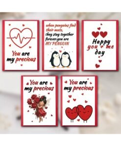 5pcs Valentine’s Greeting Cards – Assorted Designs with Envelopes for Love Messages & Romantic Wishes