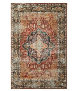 Noon East Carpet Rug Anti-Slip-  Size- 183 x 275 cm - 6x9 ft | Royal Heritage Design | Color- Terracotta| Ideal as Carpets for Living room, Bedroom & Office