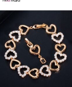 MissTiara Fashion and exquisite Heart Shape Bracelet for Girls Women Valentine's Day Birthday Gifts Made with Shiny White Zirconia Crystal