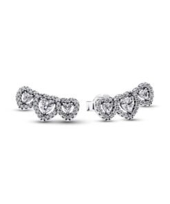 PANDORA Halo Heart Trilogy Stud Earrings
