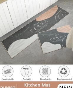 DUNISO 2PCS Non-Slip Kitchen Rugs and Mats, Anti-Fatigue Hallway Kitchen Runner Rug Set Backing Floor Mat for Kitchen Laundry Bathroom Office 40*60cm&40*120cm