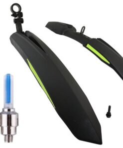 ABC AMOL BICYCLE COMPONENTS ABC Bicycle Front & Rear Mudguard with Reflective Tape and Iron Fitting + Cycle Valve Light (Green)