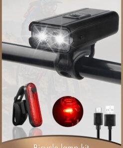 High-end bright headlight and taillight bicycle set, USB rechargeable, multiple lighting modes, waterproof, long-range bicycle, road and mountain emergency night bicycle riding light