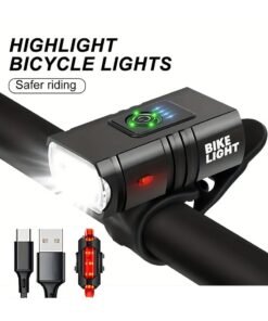 Bike Light, High Lumens Super Bright Bicycle Light, 6+4 Modes USB Rechargeable Bike Headlight & Tail Light Set, Waterproof Safety Bike Front & Rear Light for Road, Mountain, Night Riding