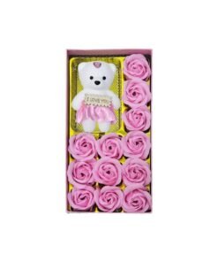 Home Smart Artificial Rose and Teddy Bear - 12Pcs Rose and a Teddy Bear with beutiful Gift box for Wife, Girl Friend, Mother and Sisters on Birthday, Valantine Days, Anniversary, Eid or Special Occasions