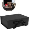 Luxury Magnetic Gift Box with Ribbon, Folding Gift Boxes for Presents with Lid for Festival, Birthday, Anniversary, Wedding, Anniversary and Baby Gift, Black, 22x17x8.5cm