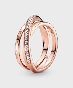 PANDORA Crossover PavÃ© Triple Band Ring