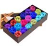Bath Soap Rose Flower - Rose Petals for Bath, Floral Scented Soap Rose Petals Body Soap in Gift Box for Valentine's Day Anniversary Birthday Mothers Day, Gifts for Her (18 Pcs Colorful)