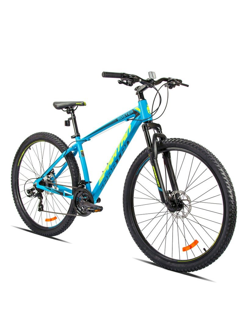 Spartan Master 29” Hardtail MTB – Lightweight Medium 17” Aluminum Alloy Frame, Shimano Rapid Fire 3x7 Speed Drivetrain, 29 Inch Wheels, Front Suspension Fork, Reliable Dual Disc Braking, Mountain Bicycle, Sea Blue SP-3183