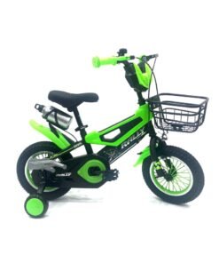 RALLY BICYCLE 12-Inch Kids Bike | 12-Inch Wheel Size | With Training Wheels | Ajustable Seat | With Water Bottle, Bell And Basket Chair Cover | Green Color