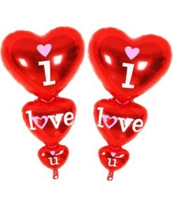 I Love U Balloons - Large, 36 Inch, Pack of 2 | Red Heart Shaped Balloons for Valentines Day Decorations and Gift Idea for Him/Her |Valentines Day Balloons for Anniversary, Proposal, Wedding