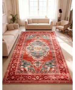 Noon East Carpet Rug Anti-Slip-  Size- 274 x 366 cm - 9x12 ft | Royal Heritage Design | Color- Brick Red| Ideal as Carpets for Living room, Bedroom & Office. Perfect for large spaces