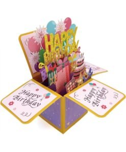 3D Happy Birthday Card, Paper Pop Up Birthday Cards Greeting Cards with Blank Card and Envelope, Unique Birthday Gift for Women Men Kids Husband Wife Mom Dad Daughter