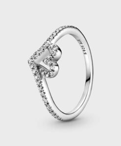 PANDORA Sparkling Wishbone Heart Ring