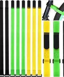Hestya 12 Pieces Bike Rack Straps 23.6 Inches Adjustable Bike Cinch Straps Wheel Stabilizer Bicycle Accessories for Transporting Bicycles(Black, Green, Yellow)