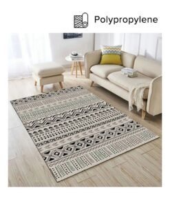 GOOTOY Warm Luxurious Modern Printed Rectangular Anti-Slip Carpet Polypropylene Beige/Black 140x200cm