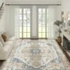 CHU DAI Luxury Area Rug Soft Touch Carpet Orange Multi for Kitchen Living Room Bedroom Dining Room