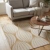 Noon East Carpet Rug Woven with Soft Texture |Polygon Rhythm Design  - Yellow | Size - 120x170 cm - 4x5.5 ft | For Mid-Small sized Family room, Bedroom with twin or queen beds, Home office, Entry hallways, Foyers or Balcony