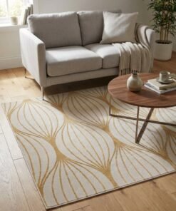 Noon East Carpet Rug Woven with Soft Texture |Polygon Rhythm Design  - Yellow | Size - 120x170 cm - 4x5.5 ft | For Mid-Small sized Family room, Bedroom with twin or queen beds, Home office, Entry hallways, Foyers or Balcony