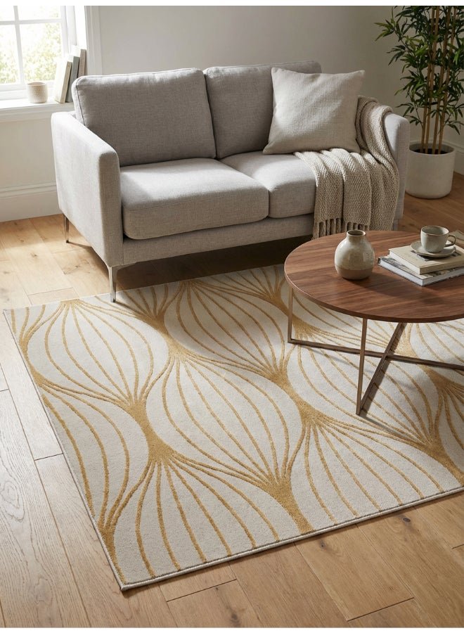 Noon East Carpet Rug Woven with Soft Texture |Polygon Rhythm Design - Yellow | Size - 120x170 cm - 4x5.5 ft | For Mid-Small sized Family room, Bedroom with twin or queen beds, Home office, Entry hallways, Foyers or Balcony