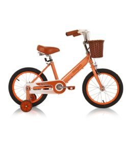MOGOO Kids Retro Classic Style Vintage Basket Road Bike With Training Wheels For 5-8 Years 16 Inch Orange