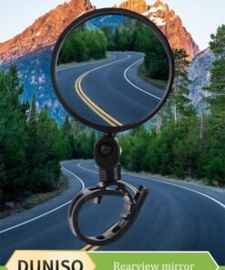 DUNISO 2 Pieces of Handlebar Bike Mirror, ABS wide angle convex mirror, riding side mirror, with rubber buckle, adjustable and rotatable, suitable for most bicycles and electric scooter, 14 * 8cm, black