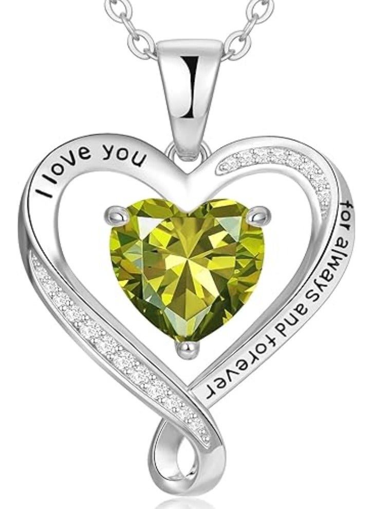 Zifeel Infinity Heart Pendant Necklace for Women 925 Sterling Silver, Silver Birthstone Necklace for Women, Anniversary Birthday Gifts for Her Wife Daughter Girlfriend Girls, Valentines Day Mothers Day Gifts Jewelry for Women Mom…