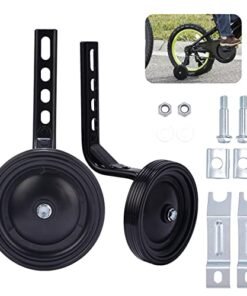 HOMEE Bike Training Wheels for Kids Adjustable Bicycle with Heavy Duty Rear Children Bicycles Stabilizer Mounted Kit, Bike Accessories fits for 14, 16, 18, 20inch Single Speed Bikes, 1 Pair (Black)