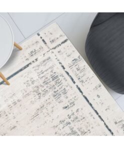 DANUBE HOME Urbana Contemporary Rug  | Washable Contemporary Rugs Style | Polypropylene + Polyester Area Rug Floor Covering | Indoor Carpet For Living Room Dining Bedroom 200X300cm-White Blue